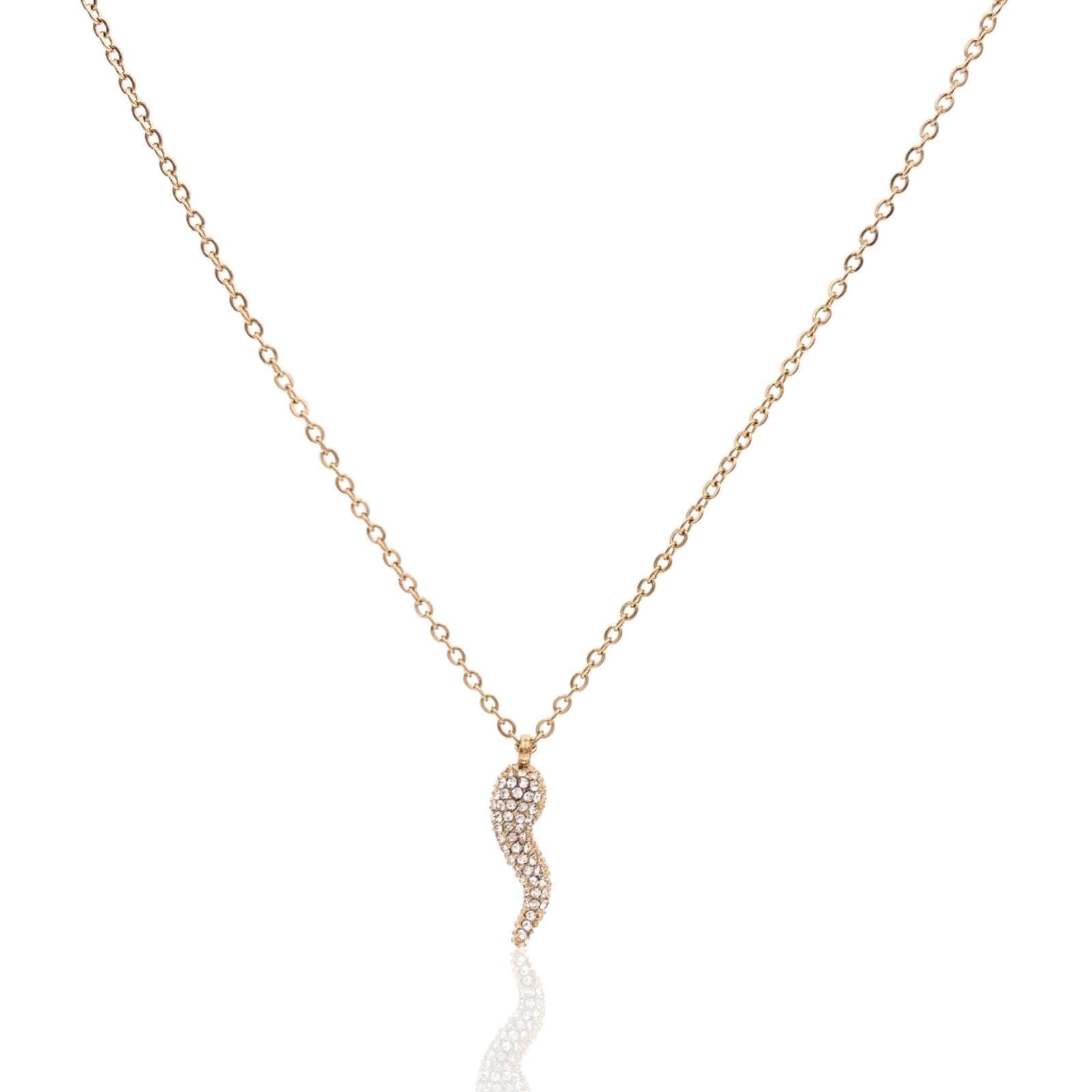 Collana regolabile acciaio cornetto strass