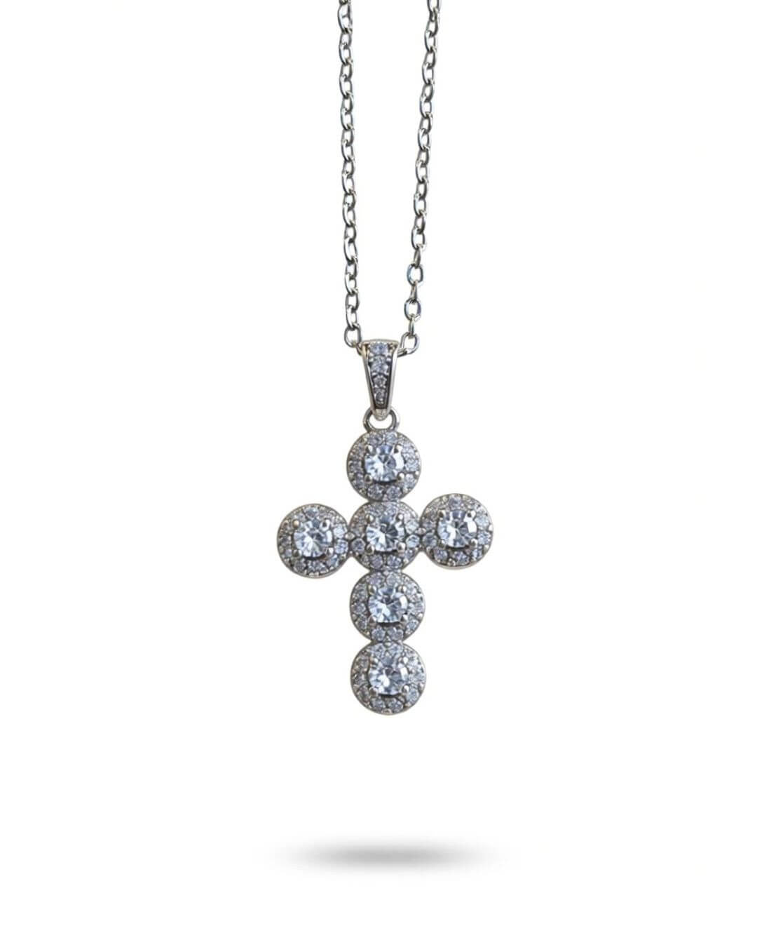 Collana acciaio croce strass