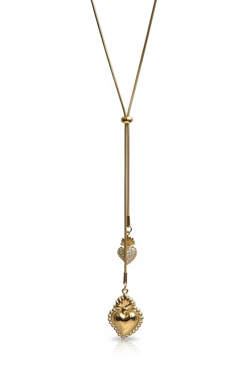 Collana regolabile acciaio saliscendi cuore sacro