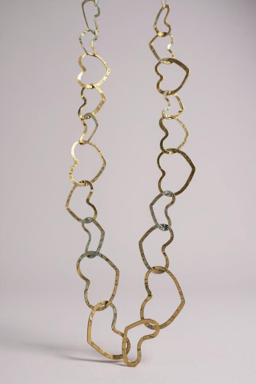 Collana lunga acciaio cuori 80cm