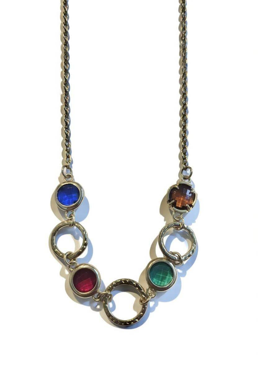 Collana acciaio castoni vetro