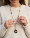 Collana lunga acciaio cuore pietra 90cm