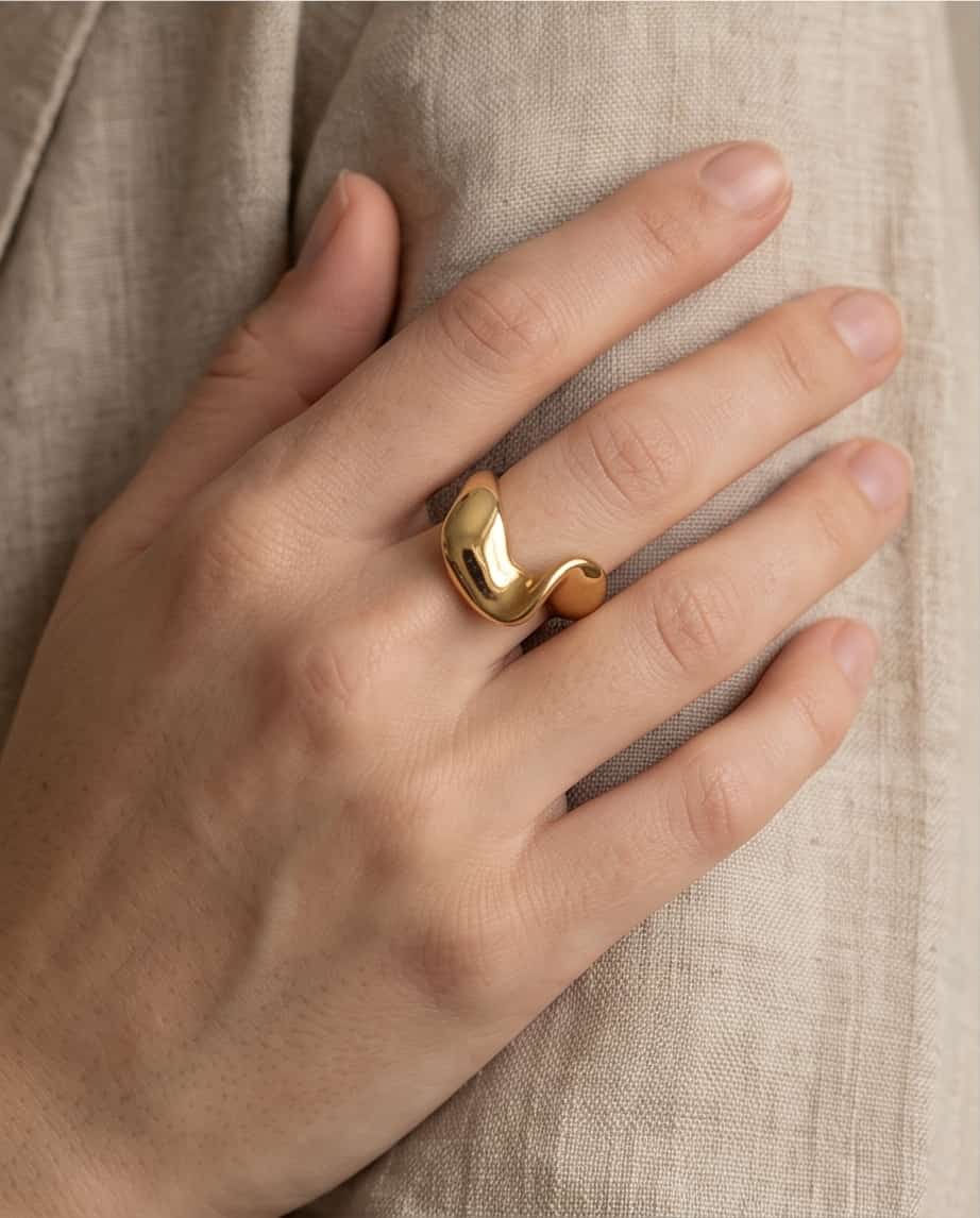 Anello acciaio ondina