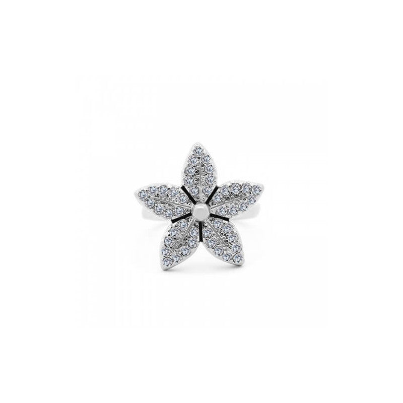 Anello acciaio fiore strass