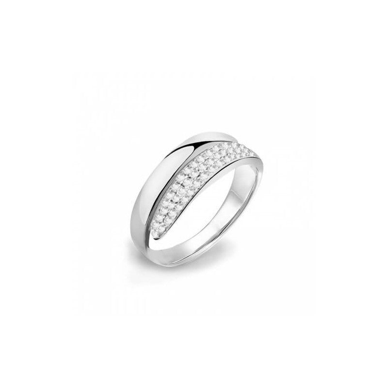 Anello acciaio fascia strass