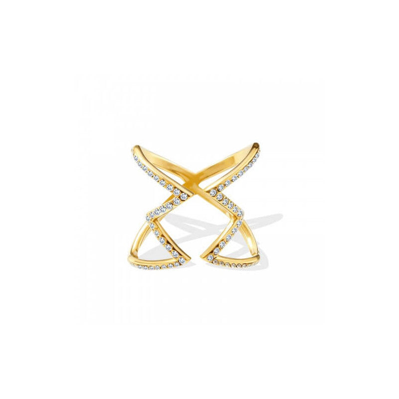 Anello acciaio zig zag strass
