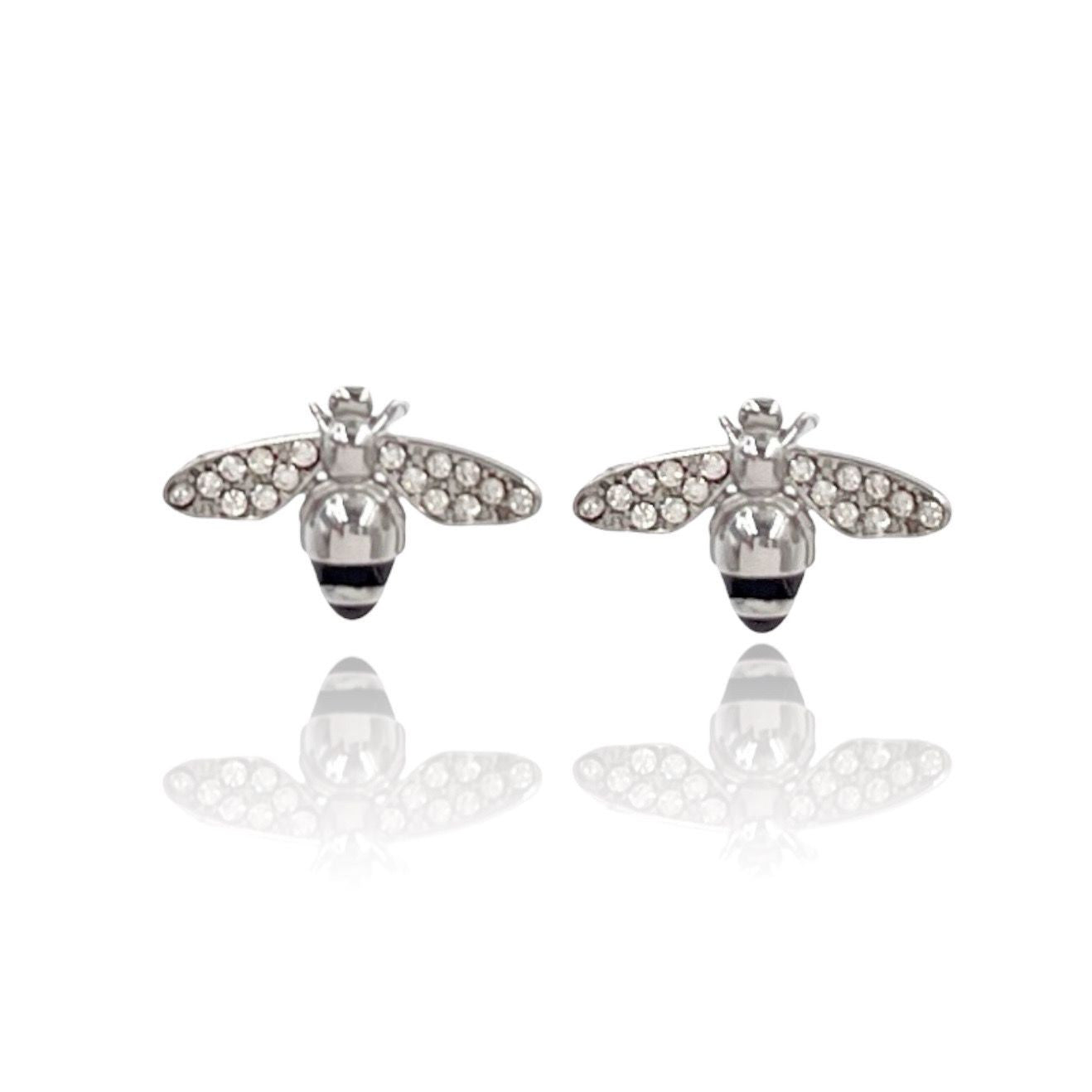 Orecchini lobo acciaio ape strass