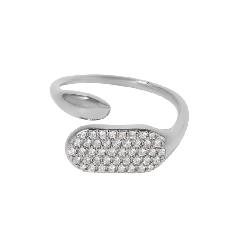 Anello acciaio strass