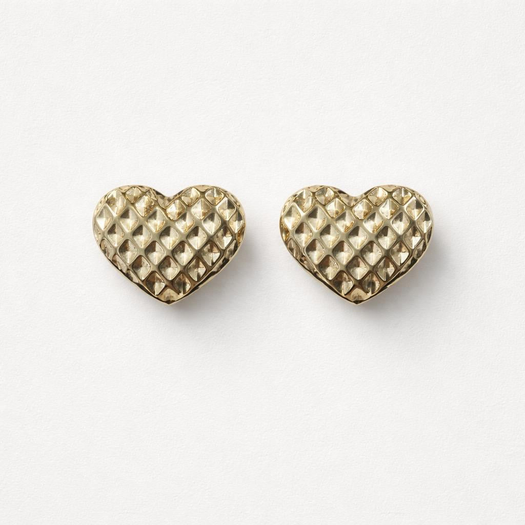 Orecchino lobo acciaio cuore martellato 1.5cm