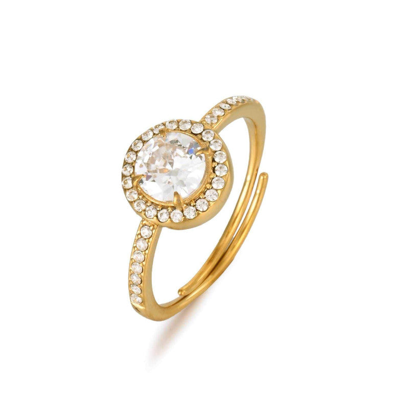 Anello acciaio zircone