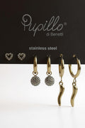 Orecchini set 3 paia acciaio strass