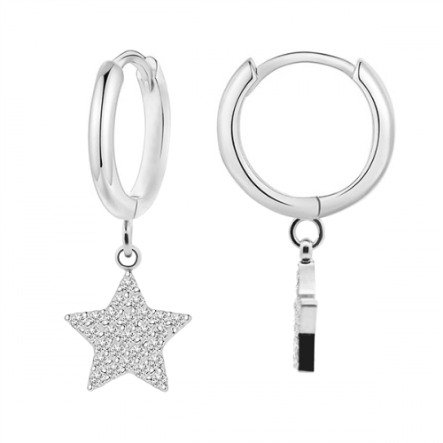 Orecchini cerchi acciaio stella strass