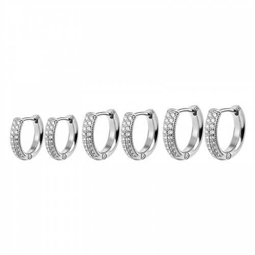 Orecchini set 3 paia acciaio cerchietti strass