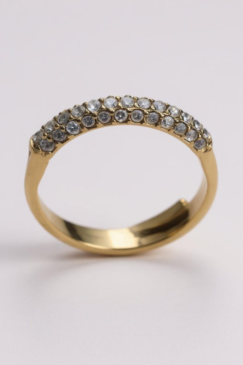 Anello acciaio pavè strass