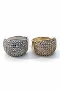 Anello acciaio tondo strass