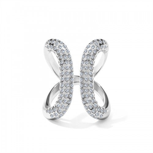 Anello acciaio strass