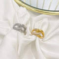 Anello acciaio catena strass