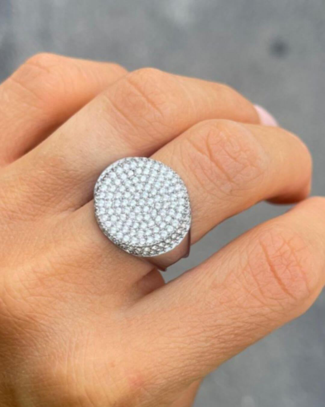 Anello acciaio cerchio strass