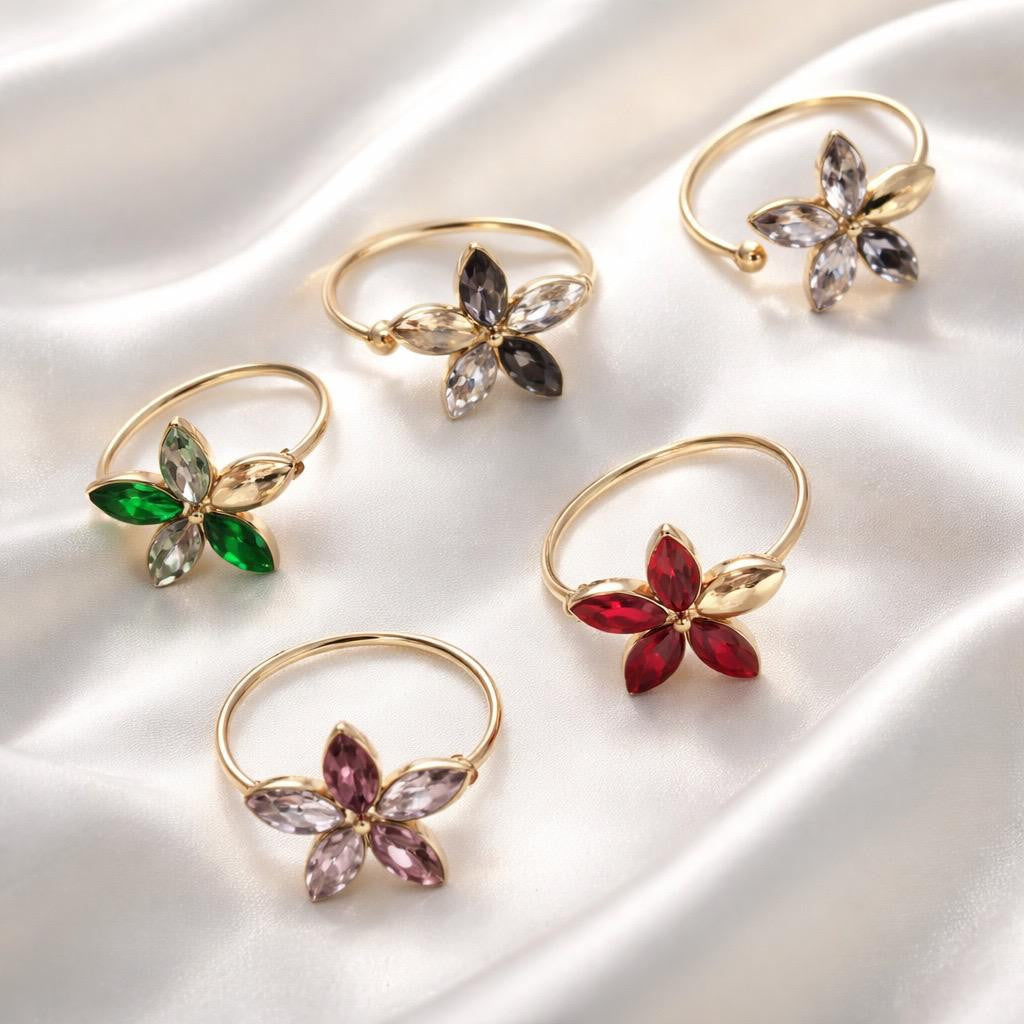 Anello acciaio fiore