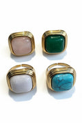 Anello acciaio pietra quadrata