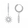 Orecchini cerchi acciaio sole strass