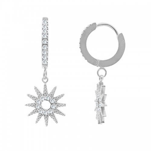 Orecchini cerchi acciaio sole strass