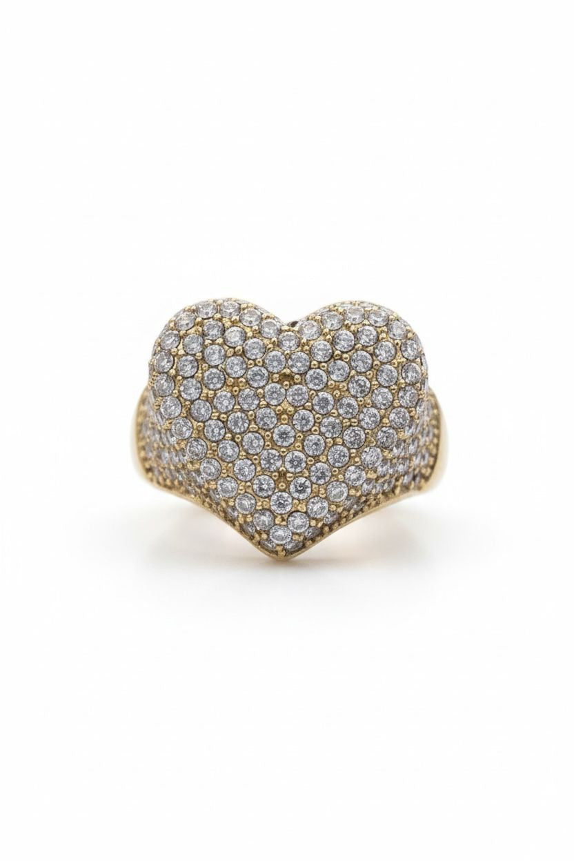 Anello acciaio cuore strass