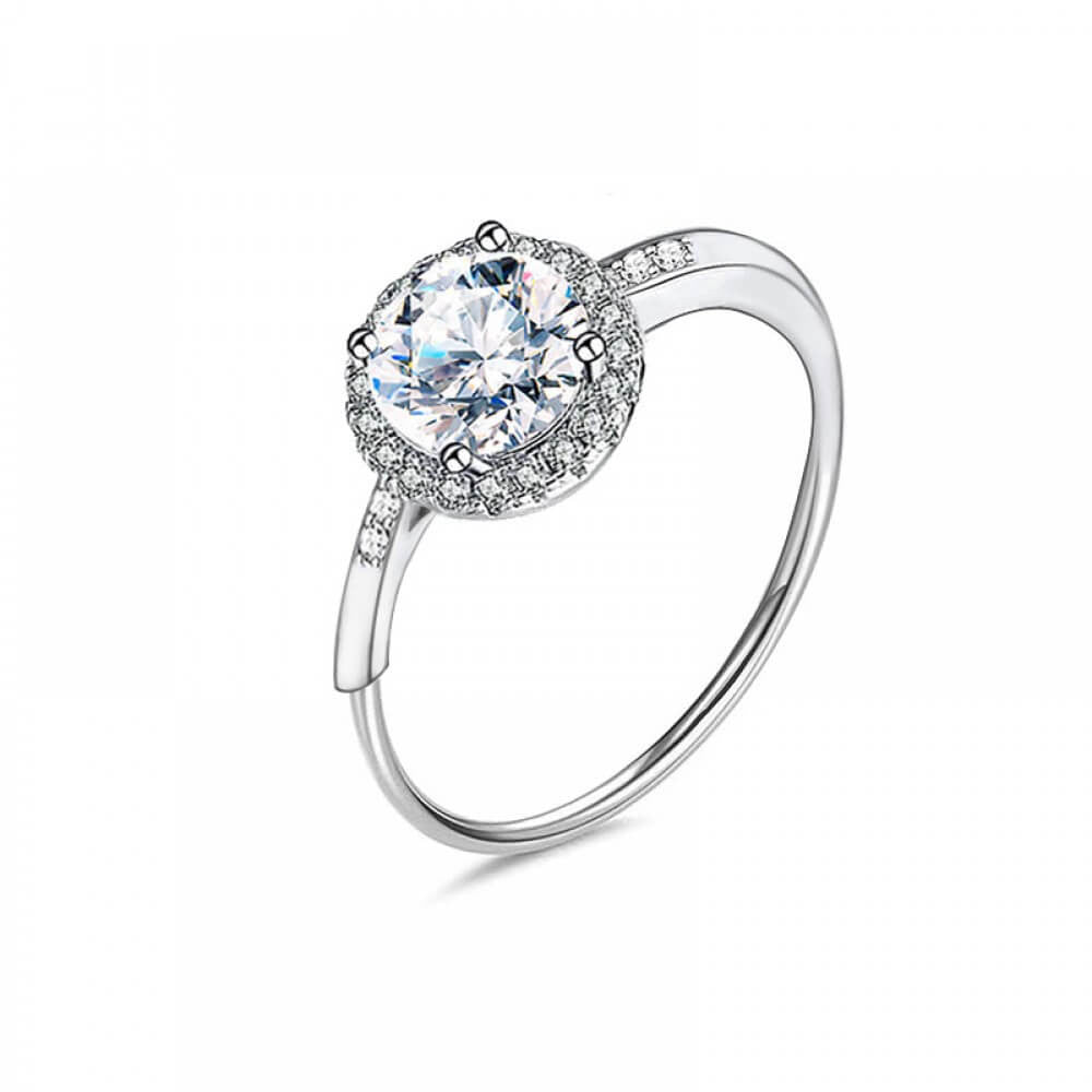 Anello acciaio zircone rotondo