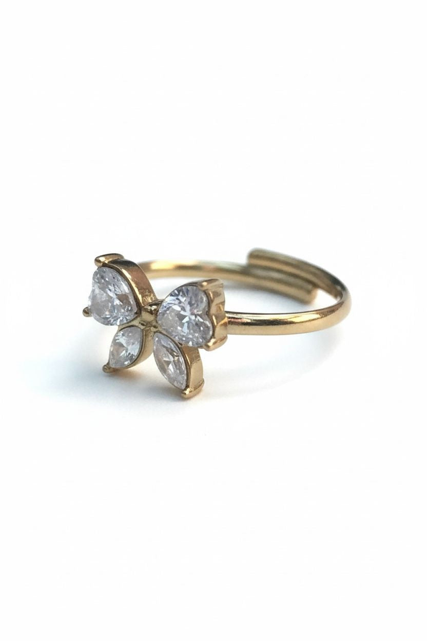 Anello acciaio farfallina strass