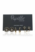 Orecchini set 3 paia acciaio strass