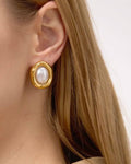 Orecchini clip acciaio perla