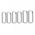 Orecchini Set 3 paia acciaio rettangolo strass