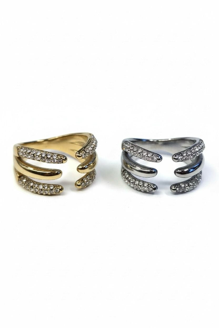 Anello acciaio doppio filo strass