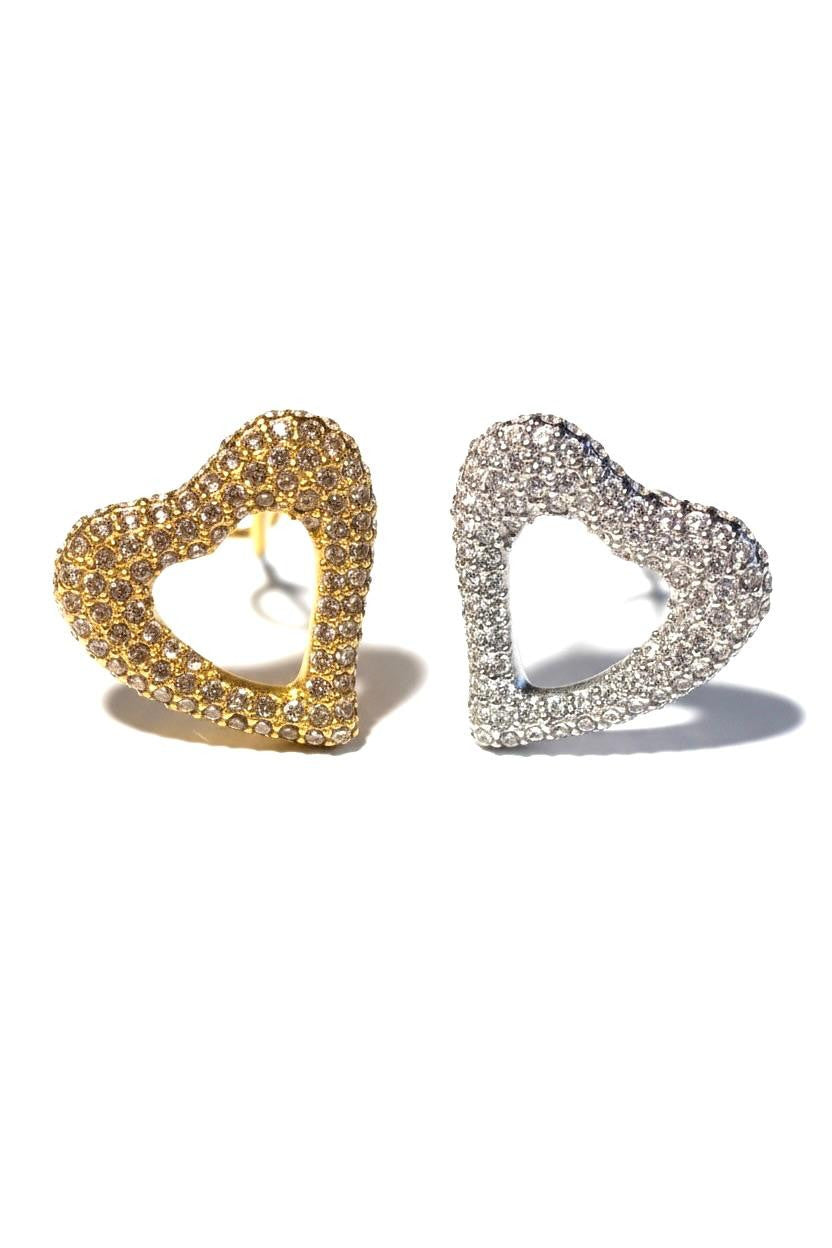 Anello acciaio cuore strass