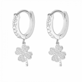 Orecchini cerchi acciaio fiori strass