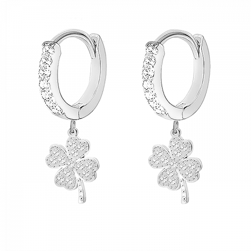 Orecchini cerchi acciaio fiori strass