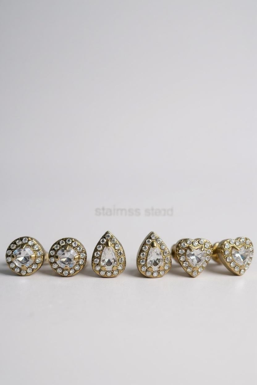 Orecchini set 3 paia acciaio