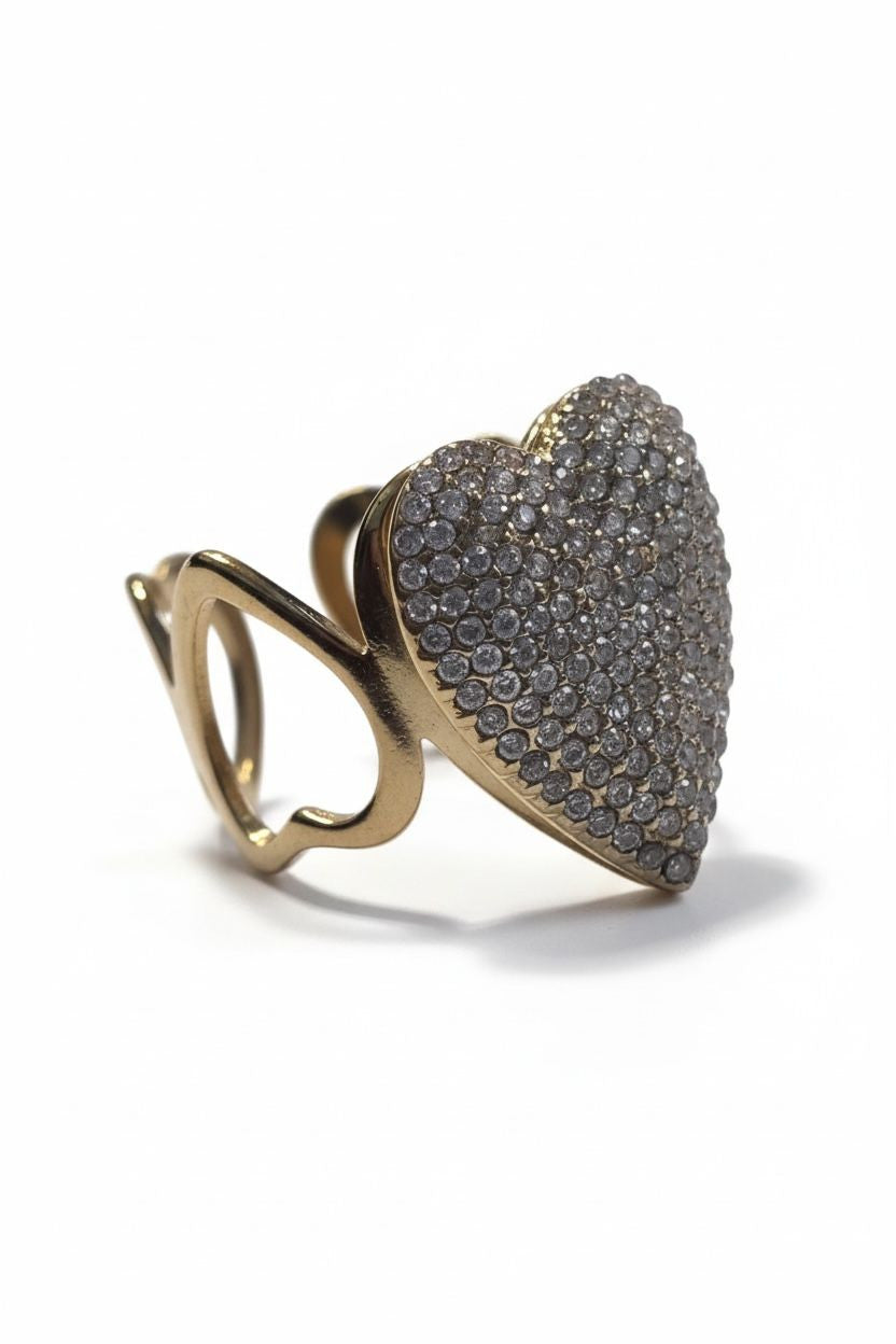 Anello acciaio cuore strass