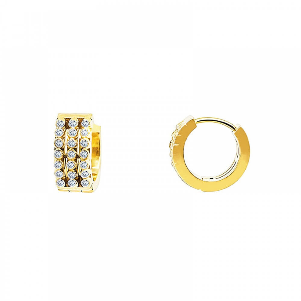 Orecchini cerchi acciaio cerchi 3fili strass