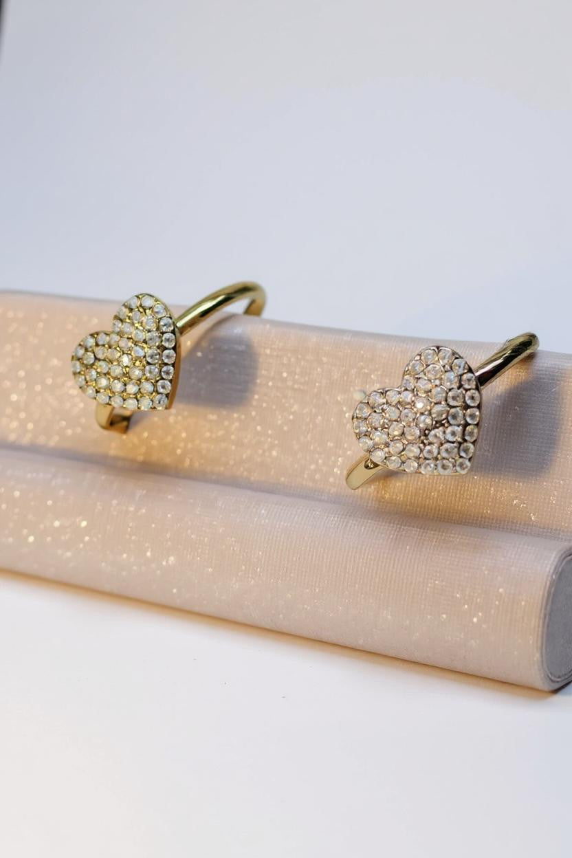 Anello acciaio cuore strass