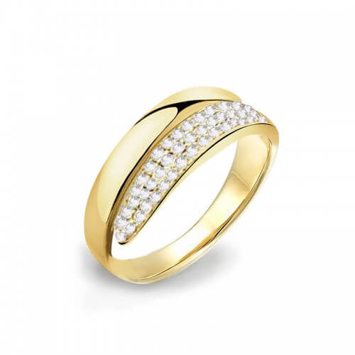 Anello acciaio fascia strass