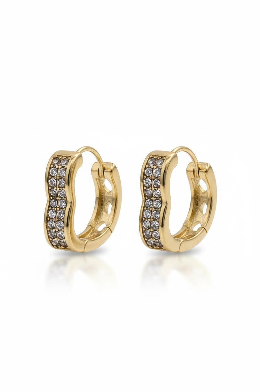 Orecchini cerchi acciaio cuore strass