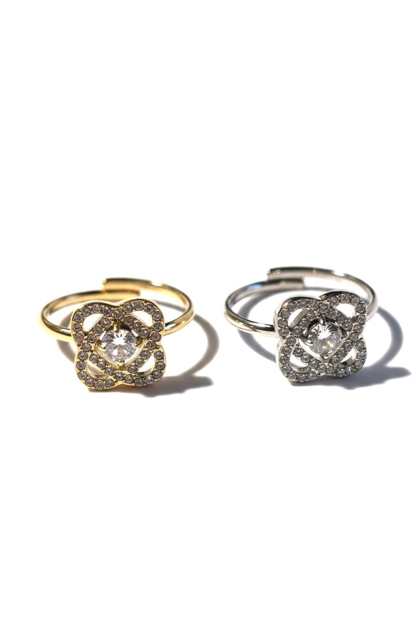 Anello acciaio strass