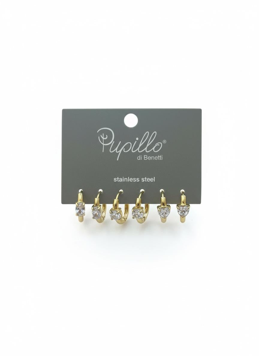 Orecchini set 3 paia acciaio