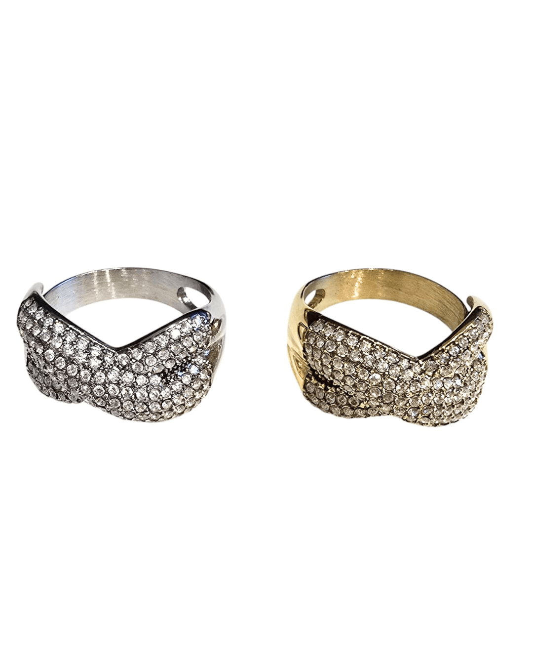 Anello acciaio strass
