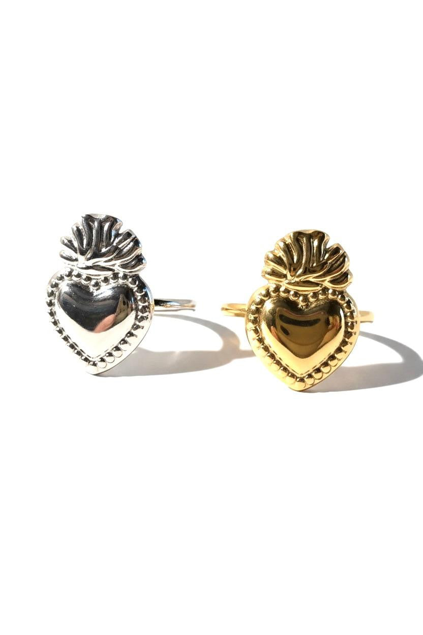 Anello acciaio cuore sacro
