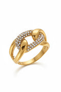 Anello acciaio catena strass