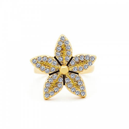 Anello acciaio fiore strass