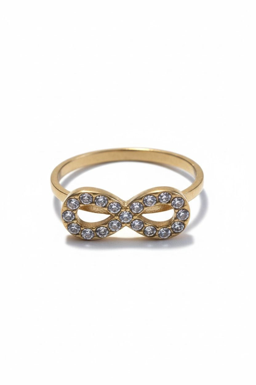 Anello acciaio infinito strass